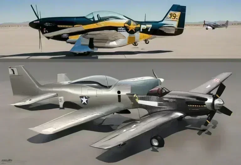 A Visual Comparison of the 1999 Roush Mustang and the P-51 Mustang Fighter Plane